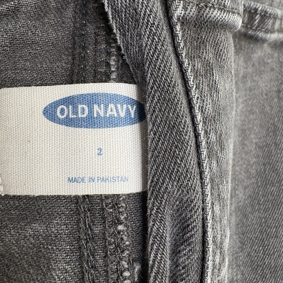 Old Navy Womens Denim Overalls 2 Gray Charcoal Jean Dark Wash Straight Leg Bib - Picture 5 of 10